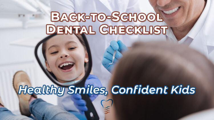 Child smiling during a dental check-up before the new school year