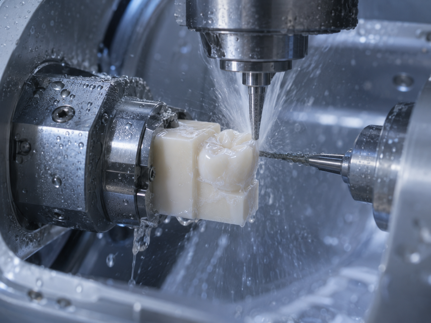 CEREC milling unit shaping a ceramic same-day crown at Westlake Dental Associates